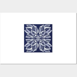 Symmetrical Purple and White Flower Design Posters and Art